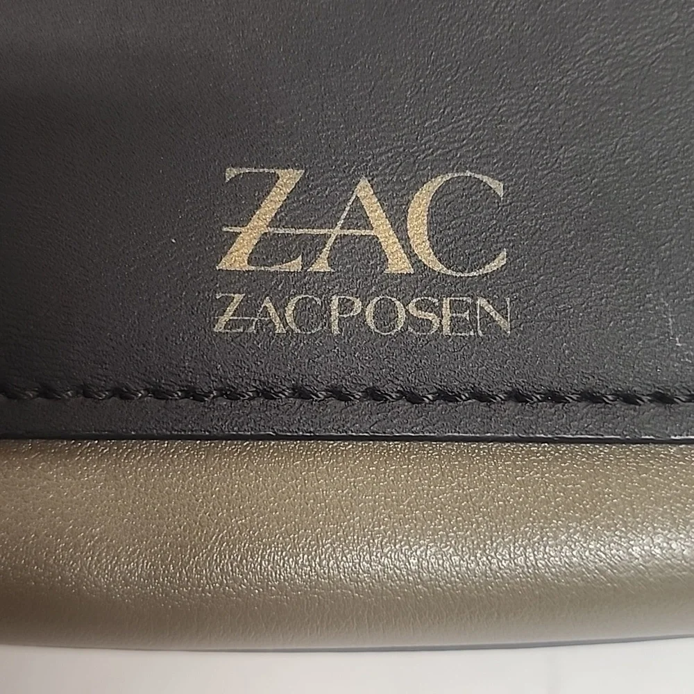 Rare ZAC Zac Posen Leather Cowhide Brigette Black, Taupe & Cream Belted Satchel
